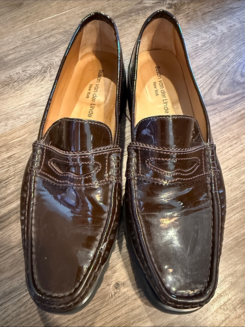 Susan Van Der Linde BrownPatent Loafers Size 41 US 9.5-10 - Picture 2 of 7